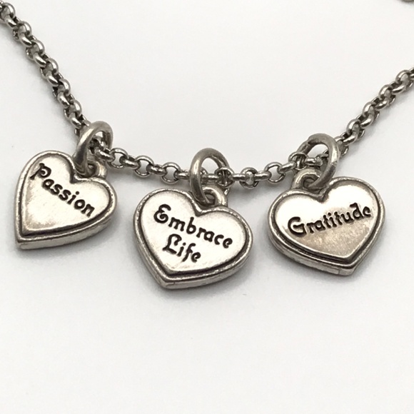 Brighton Pendant Necklace Vintage Italian Art Style Floral Hearts Reversible 18" - Picture 3 of 11